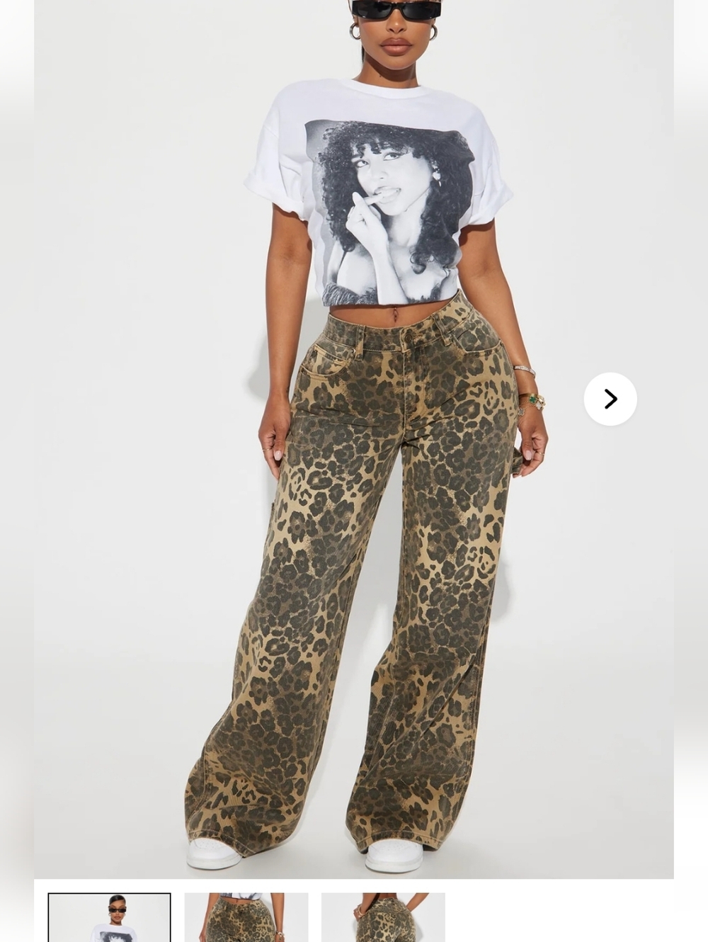 Fashion Nova Brown Combo Leopard Print Straight Leg Jeans